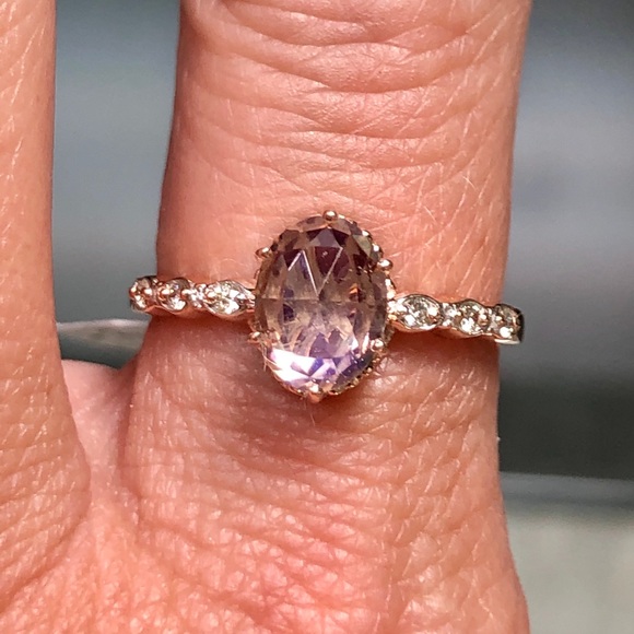 14k Rose Gold 1 Carat Moonstone Diamond Ring - Picture 2 of 9